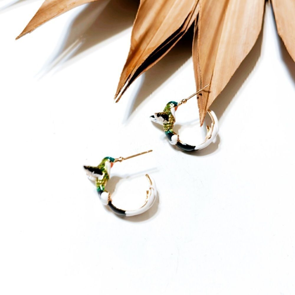 Bird hoop earrings  #1150